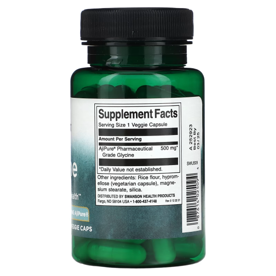 Swanson, Glycine, Гліцин амінокислота, зниженні тривоги, 60 капсул