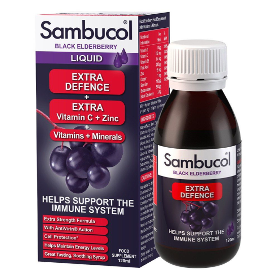 Sambucol Extra Defence Vitamin C + zunk, Самбукол сироп Екстра + цинк, 120ml 
