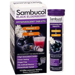 Sambucol, Самбукол, Чорна бузина вітамін С та цинк,  15 шипучих таблеток  