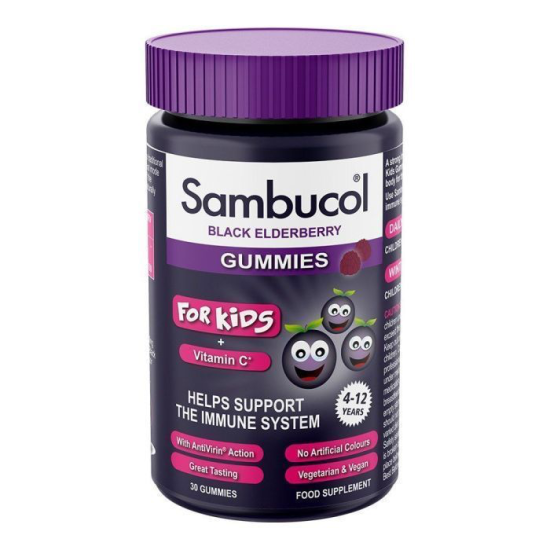 Sambucol, Black Elderberry Gummies, Самбукол дитячий, для дітей від 4 до 12 років, 30 жувальних цукерок