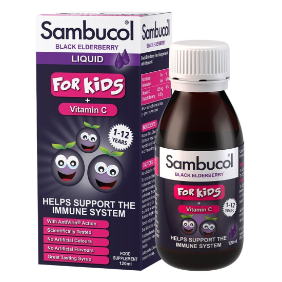 Sambucol Black Elderberry + vitamin С, Самбукол Сироп дитячий, для дітей від 1- 12 років, 120 мл