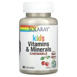 Solaray, Kids Vitamins & Minerals, жувальні мультівітаміни  для дітей, смак вишні, 60 шт