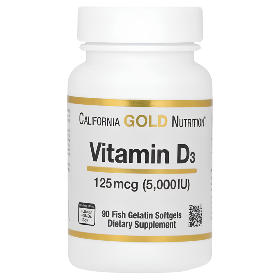 Vitamin D3, California Gold Nutrition, Вітамін Д3, 125 мг (5000 МО), 90 капсул 