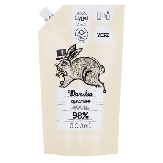 Yope,  Refill Vanilla 98%, Натуральне мило для рук, аромат ванілі,  500 мл